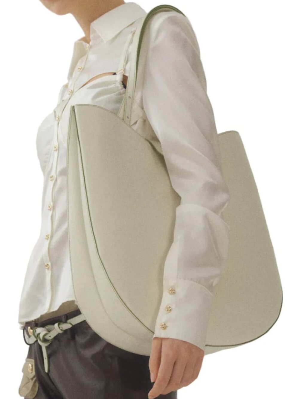 NEW Han Wen Bags Leah Carryall Saddle Milk White Cream Large Shoulder Bag / Tote